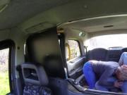 Blonde female taxi driver rides big dick