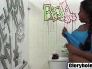 Black Chick Brie Simone Gives Glory Hole Blowjob