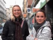 Sexy blonde and brunette girl get horny talking outdoor