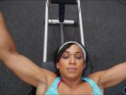 Busty muscular chick worked out and fucked in the store