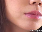 Sensual lips on a Japanese girl who loves milk and cook
