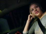 Russian teen sucks cock in the backseat
