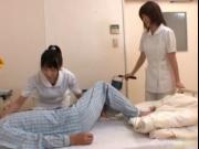 Gorgeous nurses get horny when sick starts to jerk off