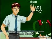 Cute hentai coed fingering and dildoing her wetpussy in