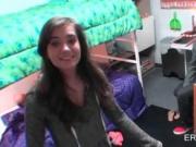 Cute college doll eating hard dick on knees