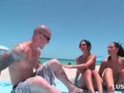 Naked lusty hoes with big butts taking a swim in the se