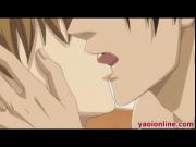 Two mature hentai guy having hot kiss