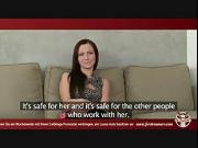 Brunette bitch comes strongly during a casting