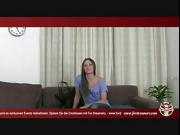 Brunette gives a great blowjob during a casting