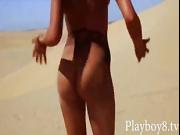 Hotties take down their bikinis to try sandboarding and frisky fishing