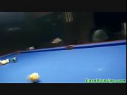 Euro babe playing pool gets cumshot
