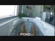 POVD Two girls fuck in bathroom and get caught by guy