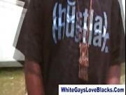 Black thug sucks whiteys dick