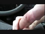 Brunette blows in car