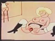 Cartoon sex of Midget and Old Lady
