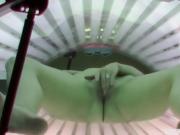 Blonde Girl Secretely Masturbating in Public Solarium