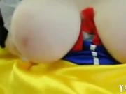 Cosplay girl with enormous boobies gets fucked