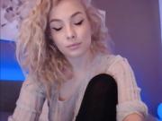 Blonde Curly hair masturbate with vibrator