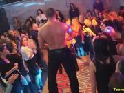 Slutty Moms & Teens Suck Strippers Cocks During CFNM Party