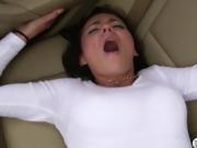 Cute brunette gets fucked in the car