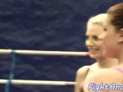 Glam lesbians wrestling and licking pussies
