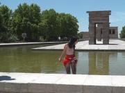 Brunette ass caned and spanked in public