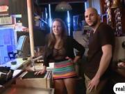 Tall guy convinced to toy fucks girl's pussy for cash