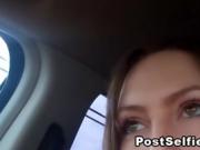 Hot Teen Brunnette Publicly Flashing in her Car