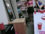 Beer pong besties share two big cocks after they lost