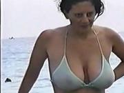 hot big tit mom at the beach