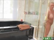 Step Dad and Daughter Fuck While Mom Showers