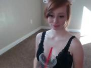 Teen redhead with anal and pussy toys