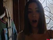 Aria Lee blowjob her stepbros blowhorn and lubricate it