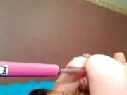 Blonde and asian lesbian girls with toys being naughty