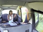 Ebony Lola Marie takes a large dick in the taxi