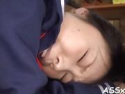 Asian schoolgirl enjoys rough anal toying and jamming
