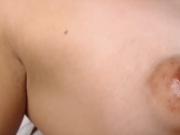 Teen girl rubbing your breast oil