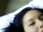 Chubby sweet Asian babe getting a massive facial in closeup