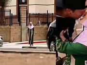 Arab babe sucks on dick and gets fucked