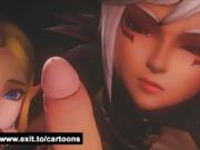 Princess Zelda shares cock and cum with friend
