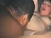 White preggo getting a black creampie in a van
