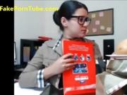 Hot sexy babe teasing in office through webcam