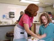 Redhead Milf waitress banging at job