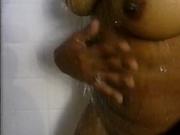 Horny ebony slut and her well-endowed BF fuck in the shower