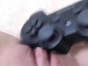 Babe Fucks Herself With PS4 Game Controller
