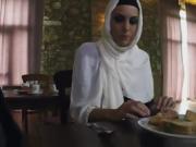 Hungry refugee has to work for her food