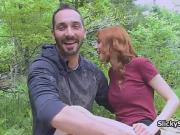French couple fucks sucks in the forest