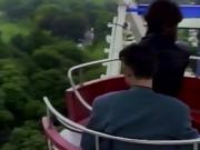 Black babe pleases white rod in amusement park