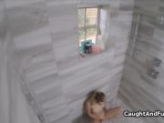 Roomie busted fingering under shower