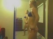 Dance! Teen does a mirror dance on webcam